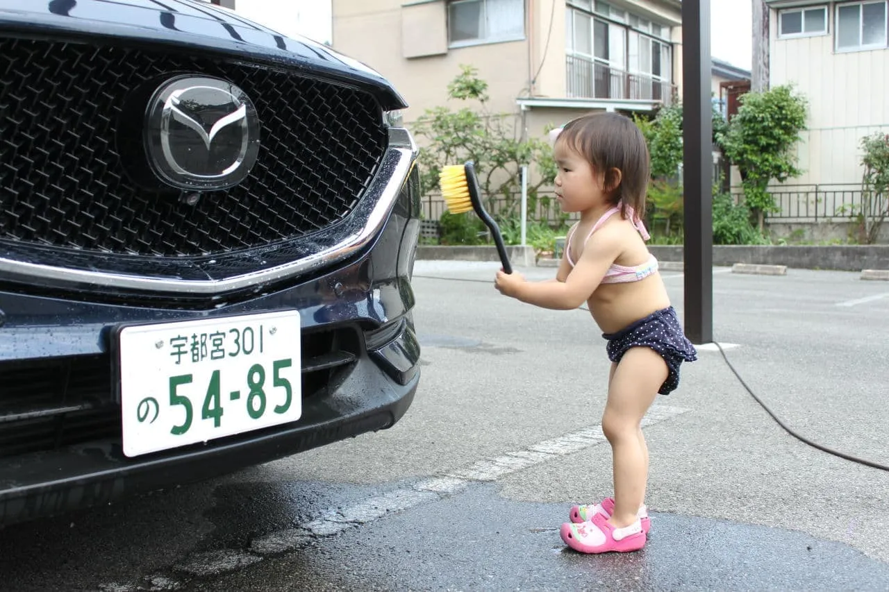 クルマさんの水浴び